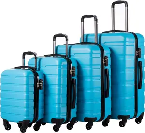 Luggage 3 Piece Set, Lightweight Durable Hardshell Suitcase set with 360° Spinner Wheels, TSA-approved Lock, Checked Family Travel Luggage sets, 16/20/24/28 Inch, Blue