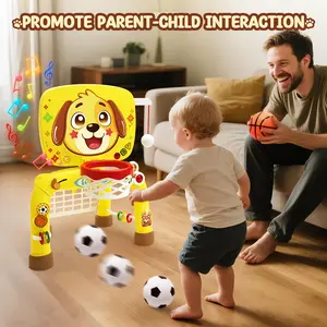 ZERDROFY Christmas Toys for 1 2 3 Years Old Boys Girls, Toddler Interactive Basketball Hoop & Soccer Goal & Baseball Sport Activity Center，Interactive Musical Sports Toys, Valentine’s Day Gifts for Her