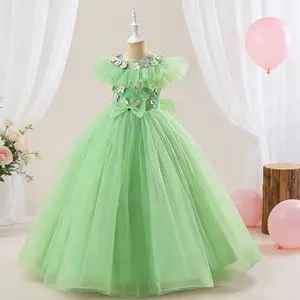 511 Flower Wedding Birthday Party Formal Long Dress Kid Girl Wedding Party Princess Dress Girl Birthday Gown