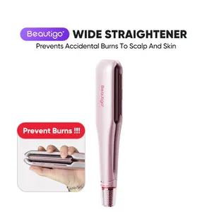 Beautigo Hair Wide Straightener Iron New upgraded panel width Comfort 3X Faster curling iron hair curler waver hairstyler Straightening Rose Gold