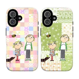 Charlie & Lola Inspired Phone Case, Vintage Cartoon Doodle Minimalist Sibling Design, Tough Shockproof Protective Cover, Cute Gift, Compatible with iPhone 11-17 Pro Max/Plus and Samsung Galaxy S21-S25