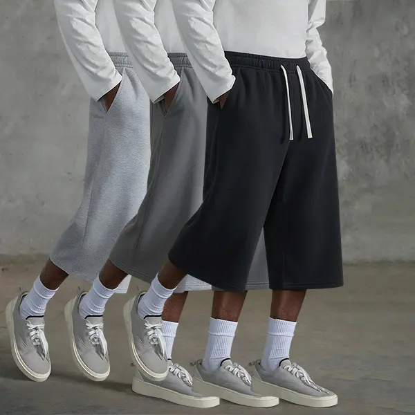 3-pack Men’s casual seven-eighths shorts, summer street style; men’s straight-leg athletic pants; soft, comfortable jogging pants with pockets—suitable for everyday life, work, travel, running, leisure, and outdoor activities.