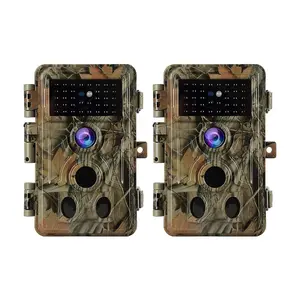 2-Pack Trail Cameras, 64MP 1296P, Night Vision No Glow H.264 Video Motion Activated 0.1S Trigger Time Waterproof for Outdoor Wildlife Hunting and Home Security Surveillance(A262red)