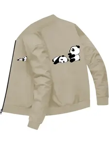 Cute Panda Printed Bomber Jacket for Daily Wear Casual Style and Fashionable Outfits