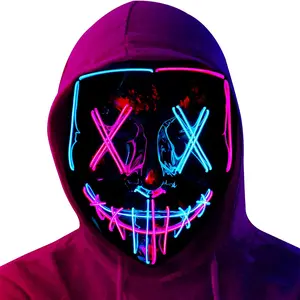 LED Light-Up Plastic Mask - 3-Mode Props for Halloween Rave Cosplay, Festive Party & Clubbing Events