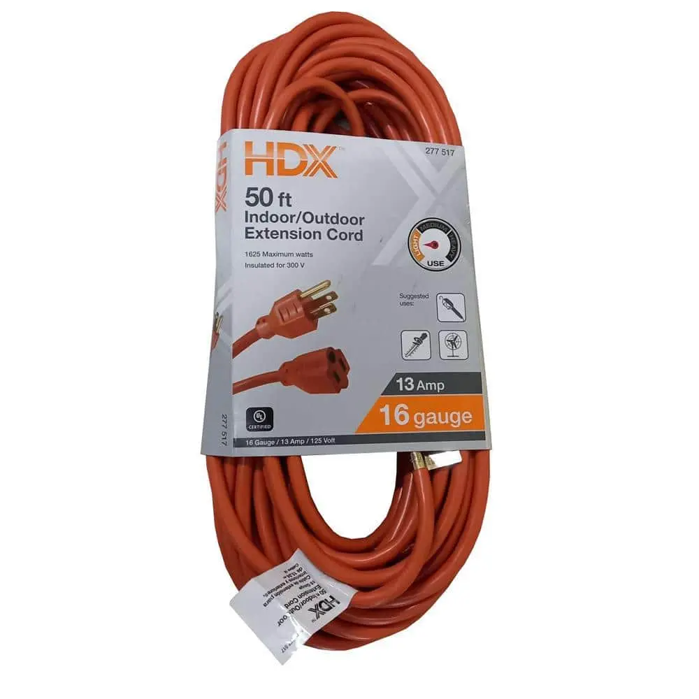 50 ft. 16/3 Light Duty Indoor/Outdoor Extension Cord, Orange 50 ft. 16/3 Light Duty Indoor/Outdoor Extension Cord, Orange