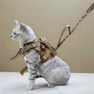 Tactical Cat Harness with Adjustable Straps for Big Cats (10+ lbs) Adjustable Fit Durable 600D Polyester Vest for Cats & Small Dogs Ergonomic Design Chew Resistant for Training & Outdoor Adventures