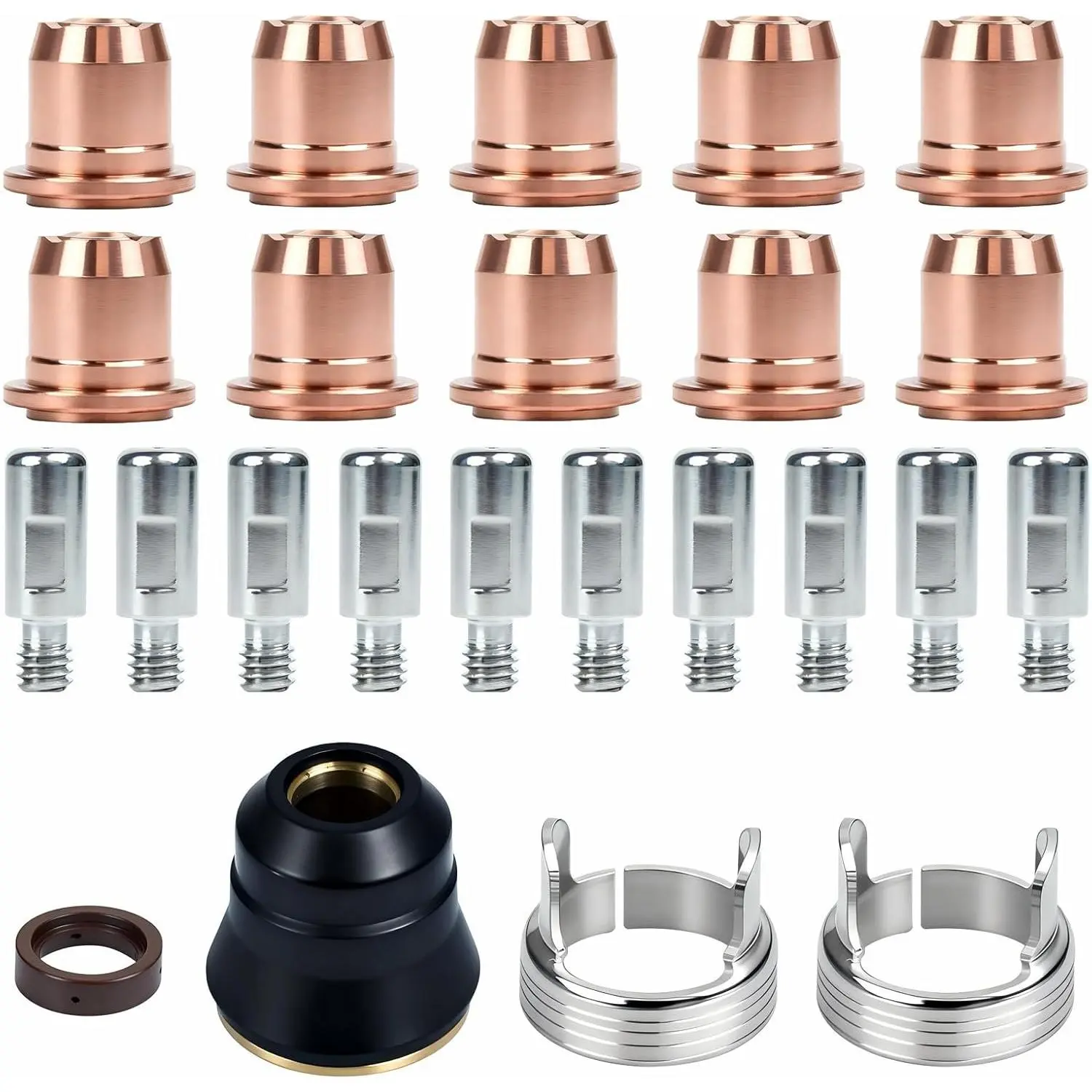 24pcs IPT40/S45 Plasma Accessories Consumables for CUT-55DS Pro/CUT-65DS Plasma Cutting Equipment-Electrode PR0105/Nozzle Tip PD0102-10/ Cap/Swirl Ring/Stand Off