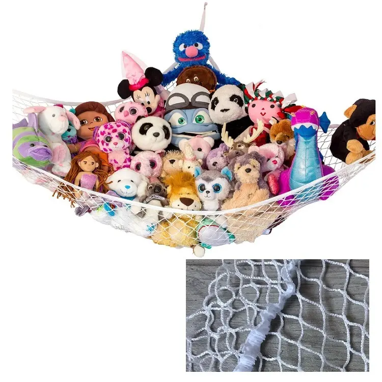 Corner Toy Net Hammock for Stuffed Animals - Mesh Toy Organizer