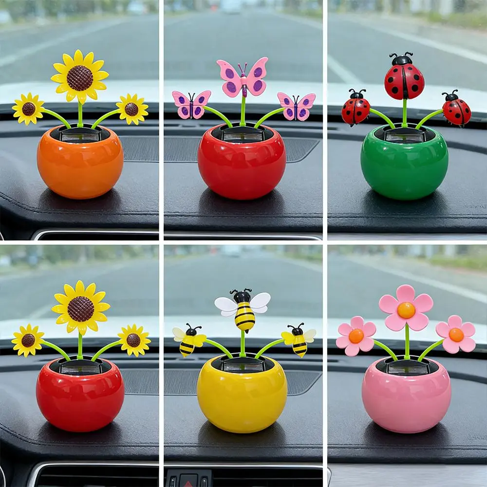 2026 New 6 cute car ornaments, spring-inspired car wobble ornaments, sunflowers, butterflies, bees, and other nodding ornaments(boxed)