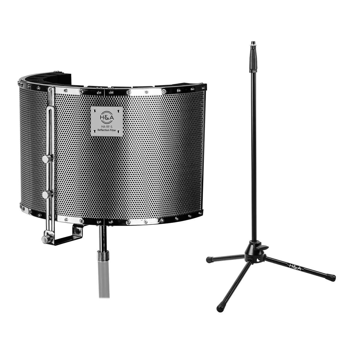 H&A Studio Microphone Isolation Shield with Stand - High-Density Absorbent Foam Noise Filter, Music Accessories for Condenser Microphone Recording Equipment