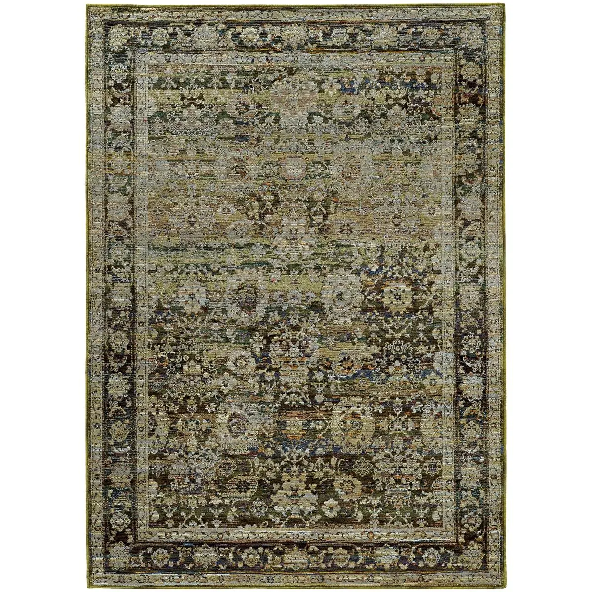 Oriental Weavers Andorra 7125C Hand-Woven Casual Soft Textile Fabric - 2x3 Rectangle, Green/Brown Jewel Tones, Nylon/Polypropylene Blend, Modern Luxurious Hand & Beautiful Finish Technology-Enhanced Fabric