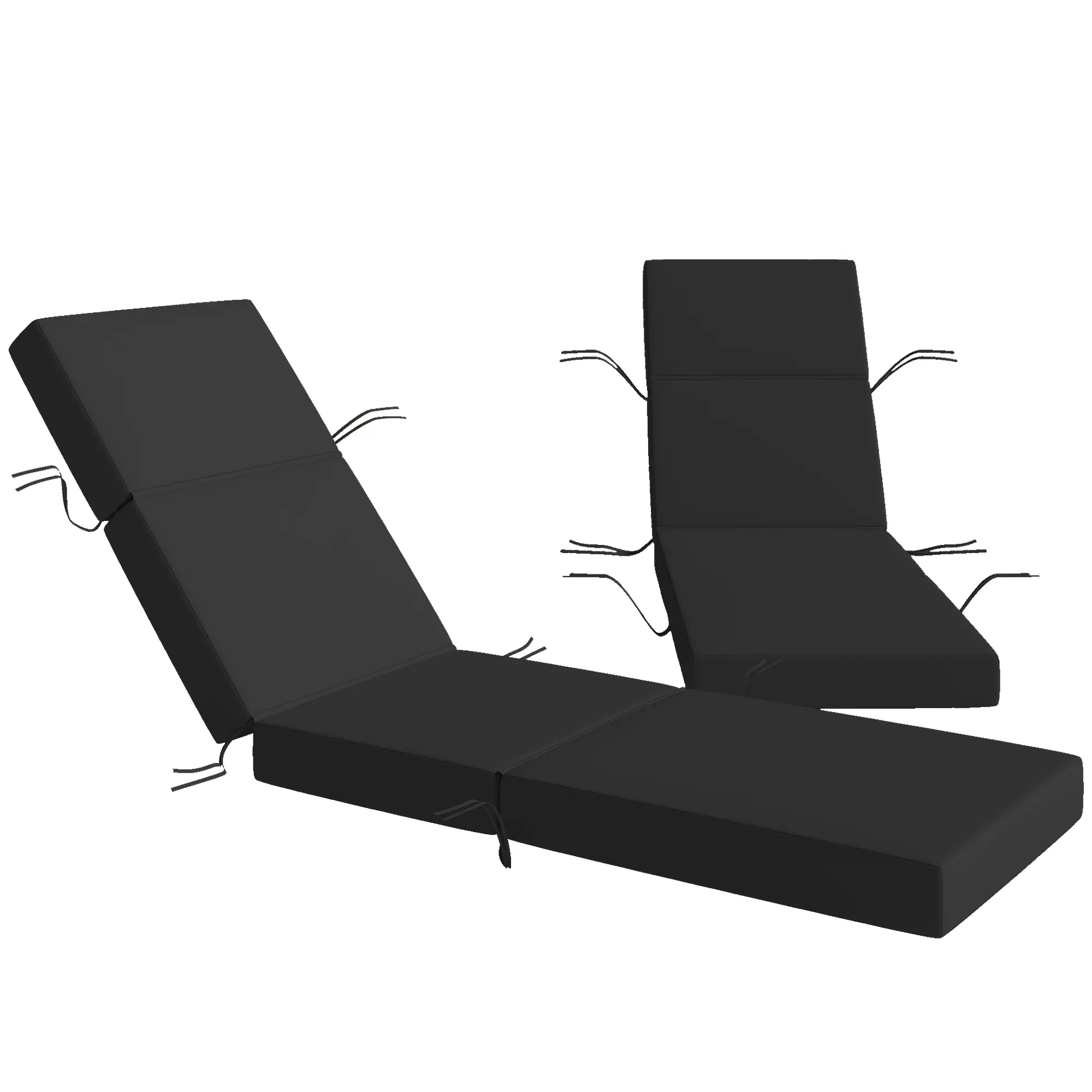 Set of 2 Chaise Lounge Cushions – 4" Thick Outdoor Lounge Chair Cushions with Ties for Patio. 21" x 72". High-Density Foam. UV50+ & Water-Resistant. Reversible. All-Weather Protection