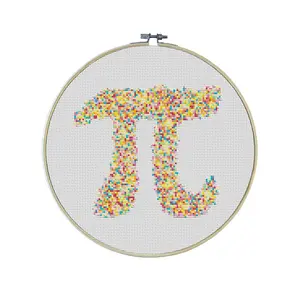 Rainbow Sprinkle Pi Premium Cross Stitch Kit - EVERYTHING INCLUDED | Math Teacher Gifts | Confetti | Rainbow Pi Symbol | Colorful Patterns | Pi Day