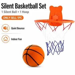 Quiet Indoor Basketball Set, Noise-Free Rebound Ball & Hoop, Quiet Practice Ball, Noiseless Rebound Ball and Hoop for Silent Indoor Play