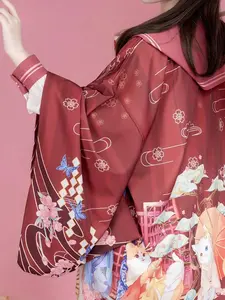Japanese Style Thin Coat, Cosplay Anime Kimono, Lolita Bathrobe, Traditional Korean Festival Jk Costume, Seven-Sleeve Shawl Jacket