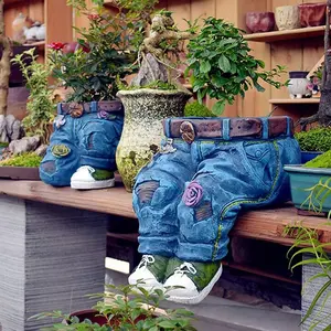 Creative outdoor planting pots, flower pots, Vegetable planter pots, resin plant pots, jeans-shaped planting pots, suitable for outdoor decoration in homes, lawns, and gardens, Flower Planters, Decorative Garden Planter