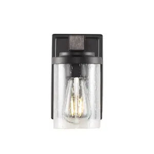 JONATHAN Y Bungalow Iron/Seeded Glass Rustic Farmhouse LED Vanity Light; for Living Room, Bedroom, Kitchen, Office