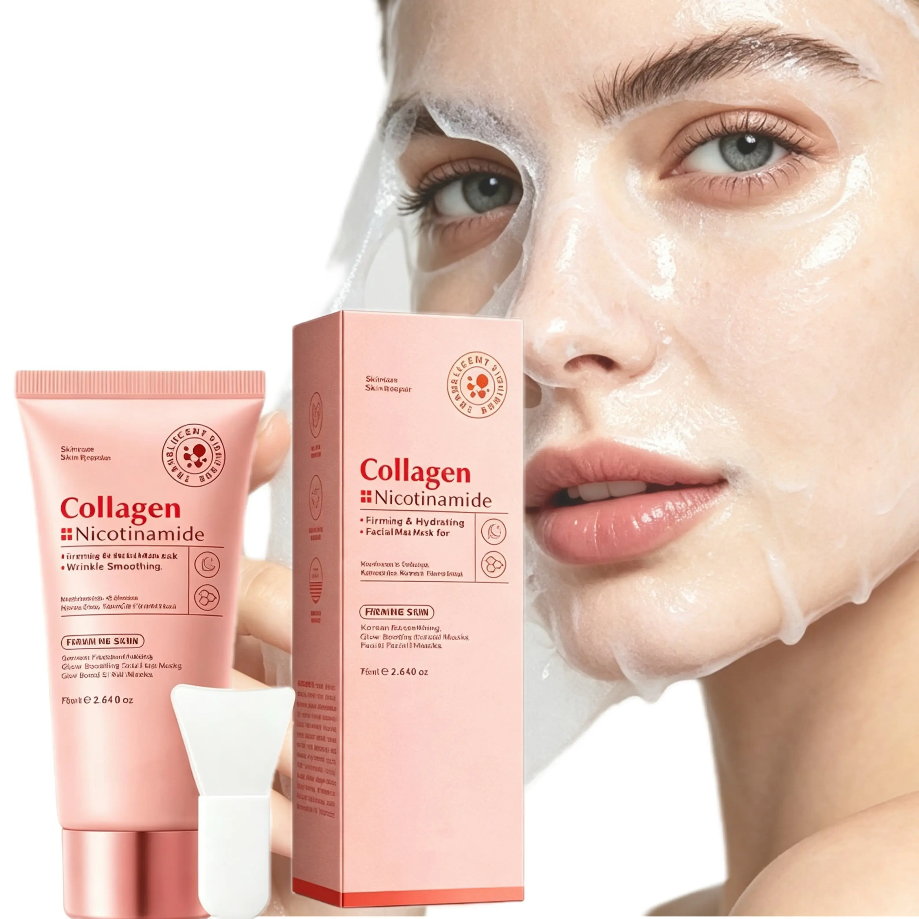 Korean Collagen Niacinamide Peel Off Mask, Firming Hydrating Anti Wrinkle Facial Mask, Glow Boosting Brightening Skin Care Mask Suitable For All Skin Types