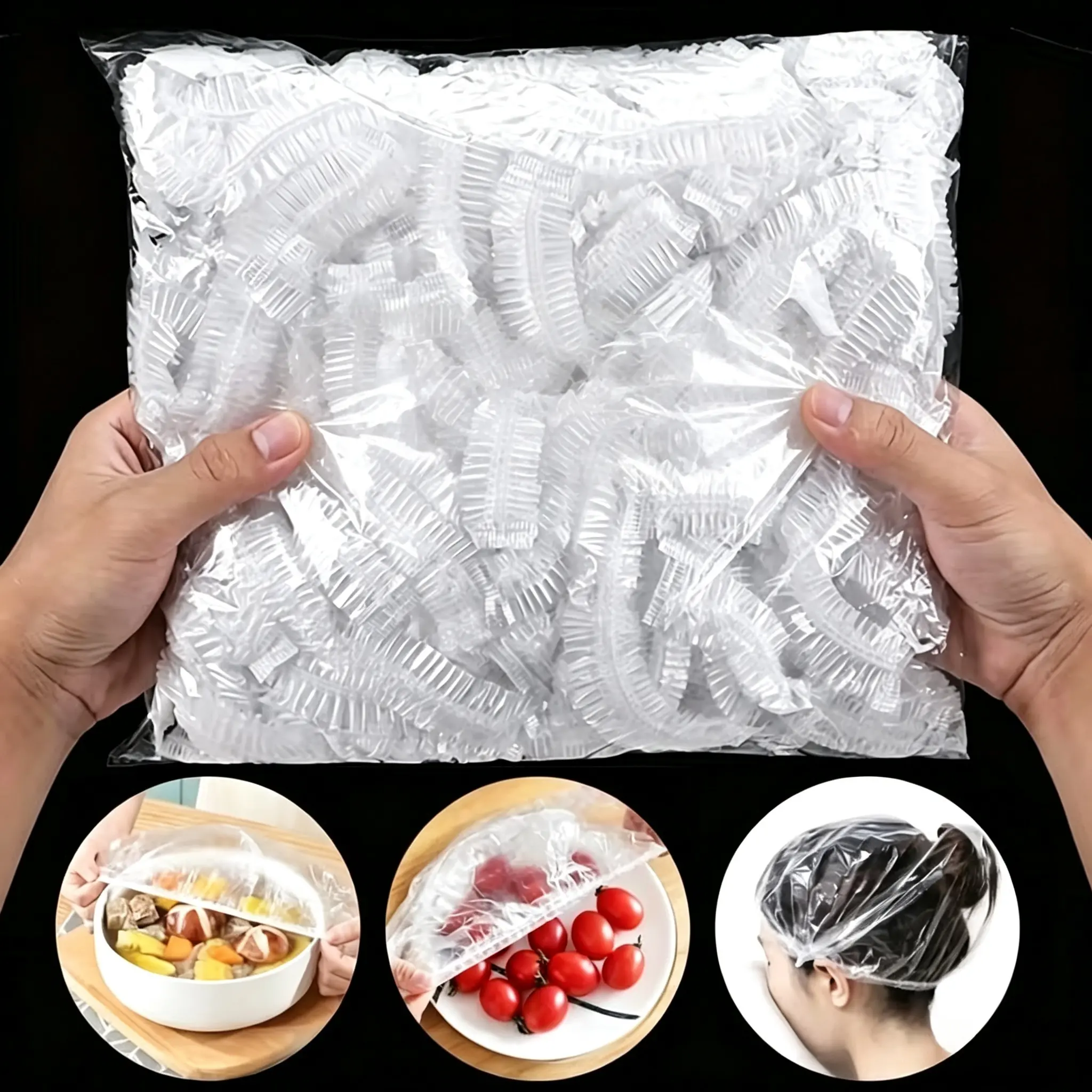 200 Pieces of Food Grade Fresh-keeping Plastic Cover, Packaged in 200 Pieces, Disposable Food Cover, Suitable for Kitchen, Picnic, Barbecue Fruit and Vegetable Fresh-keeping Film - Can Safely Come Into Contact with Food