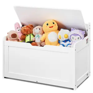 VEVOR Wooden Toy Chest for Kids,  Toddler Toy Storage Box with Flip-Top Lid and Safety Hinge, 32.68 x 17.91 x 24.02" Large Kids Storage Bench for Playroom, Bedroom, Living Room or Entryway, White