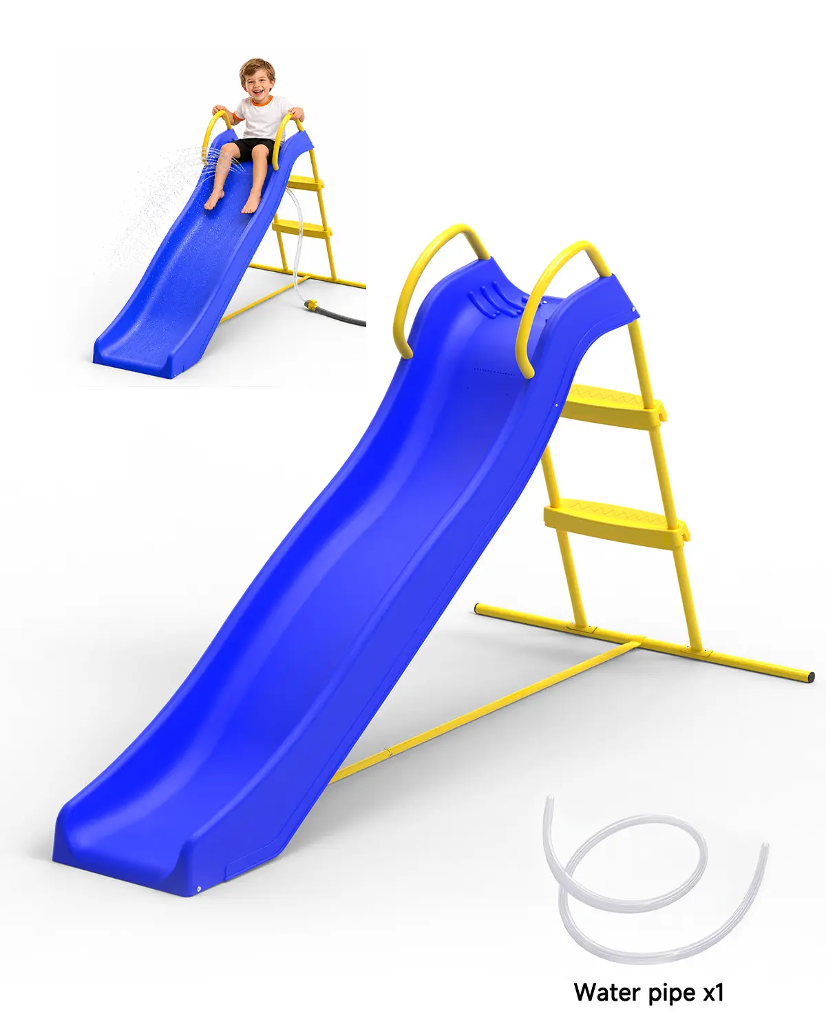 Foldable Kids Slide with Basketball Hoop, Thickened HDPE Plastic Freestanding Toddler Slide, Indoor Outdoor Playground Equipment for Boys Girls 1-3