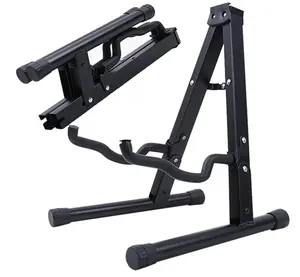 Guitar Stand - Electric, Acoustic Guitars and Bass, Banjo Stand, A-Frame Metal Folding Guitar Stand with Non-Slip Rubber and Foam Arms Black