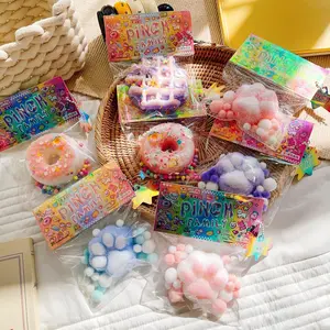 Graduation Gift Fluffy Donut Cat Paw Sensory Toys for Stress and Anxiety Relief Super Soft Squishy Pillow Fidget Toy for Adults Kids Desk Decor Gifts
