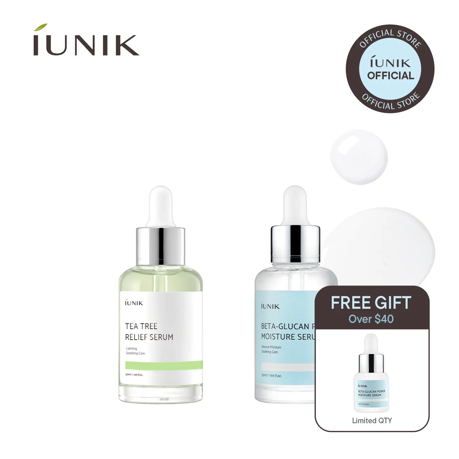 [IUNIK Official] Deep Moisturizing & Soothing Serum  Duo l Beta Glucan Serum + Tea Tree Relief Serum