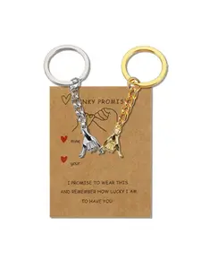 Father's Day Keychain Set, Pinky Promise Gift for Him, Matching Keychain for Her Best Friend, Formal Matched Keychains as Gifts, Keychain Accessories, Fashionable Alloy Keychain