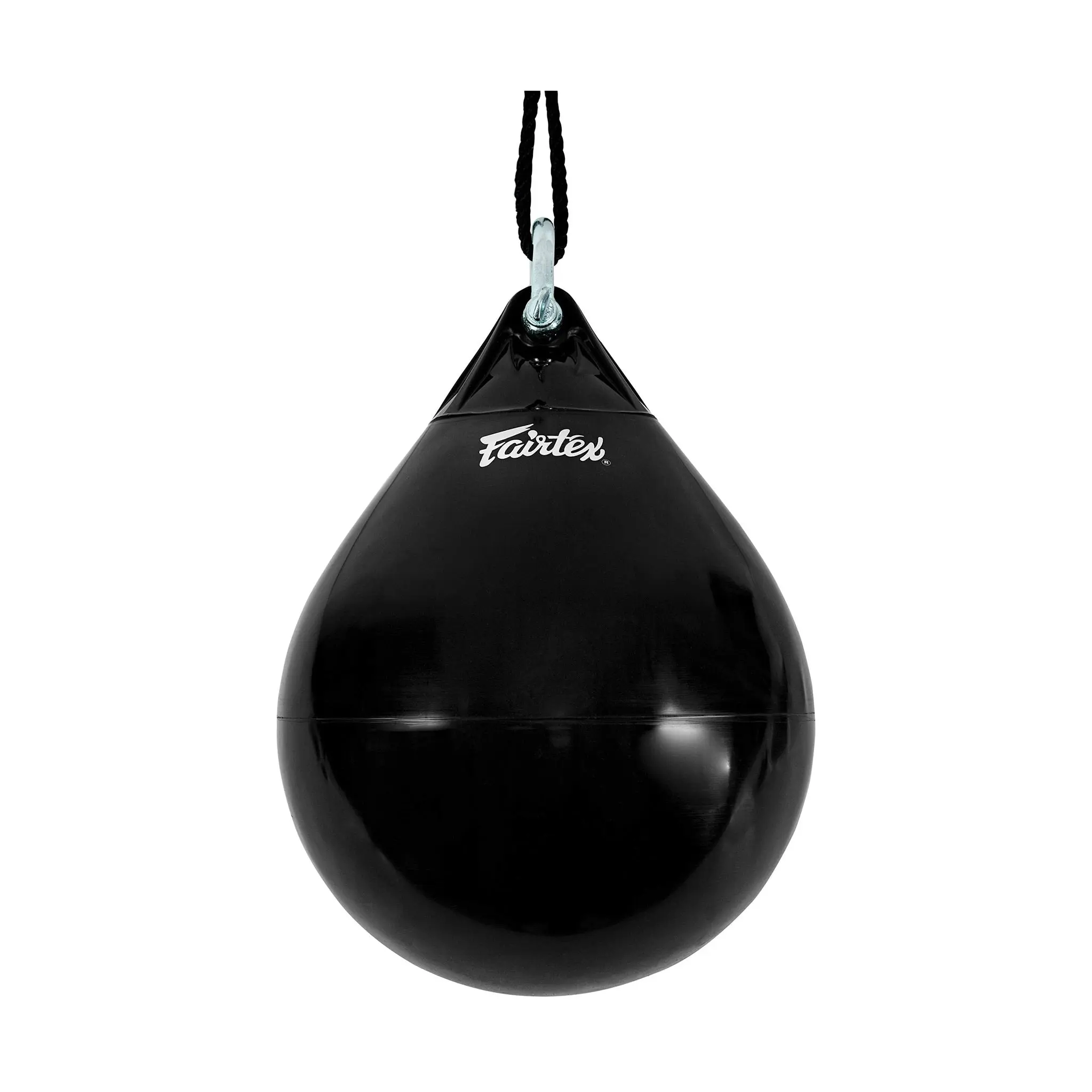 Fairtex HB16 Water-Fillable Heavy Bag Punching Bag with Hanging Strap, Boxing Equipment for Muay Thai, Combat Sports Boxing (Black, Unfilled), Teardrop Shape