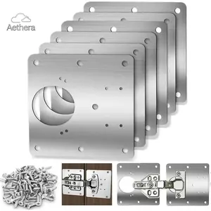 2026 New Spring Home Upgrade 6 Pcs Cabinet Door Hinge Repair Plates, Heavy Duty Stainless Steel Fixing Kit with Mounting Screws, Universal Replacement for Kitchen Cupboard & Wardrobe Doors, Sturdy Rust-Proof Hardware for Home Renovation & Furniture Repair