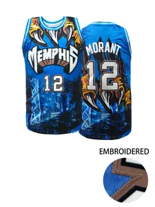 Men's #12 Memphis Basketball Jersey, Embroidered Retro Blue/Green Sleeveless Tank Top, Sports Top, Breathable Athletic Shirt for Fans & Streetwear