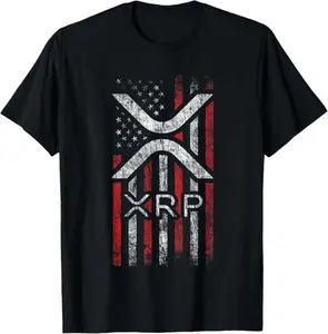 Crypto Currency - XRP Cryptocurrency - American Flag - XRP T-Shirt All Colors, Gift for Women Men, Made In USA, US Size S-6XL, 100% cotton, Classic Fit, Unisex T-Shirt