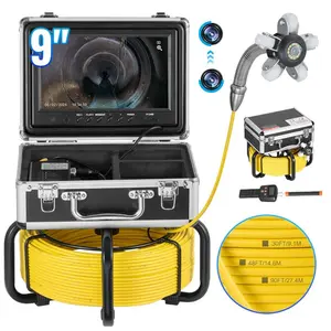 fathersdaygift VEVOR Sewer Camera with 512Hz Locator, 165 ft/50 m, Self-Leveling Drain Inspection Camera with 9 1080P HD Screen, 36X Zoom, Snake Plumbing Camera with Lights-12 LED, 32GB SD Card for Duct Pipe