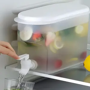 2 pack 3.5L Refrigerator Water Dispenser with Faucet Portable BPA Free Plastic Cold Water Jug Iced Tea Maker Fruit Infusion Pitcher for Fridge Summer Drinks Lemonade Juice Beer Party Camping Home Office Daily Use