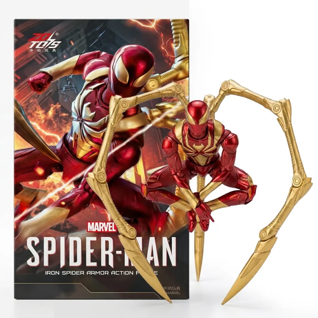 Marvel Iron Spider 1:10 Action Figure Collection, Classic Iron Spider Armor & Avengers: Infinity War Styles with Mechanical Spider Legs & Web Effects