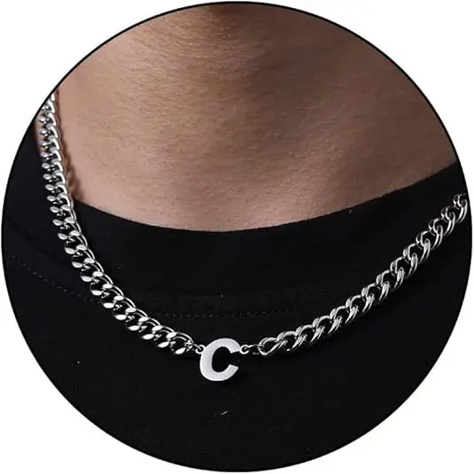 C letter necklace (steel color)