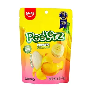 Amos Sweets Banana Gummy Candy - Real Fruit Juice, Soft & Chewy, 170g Pack