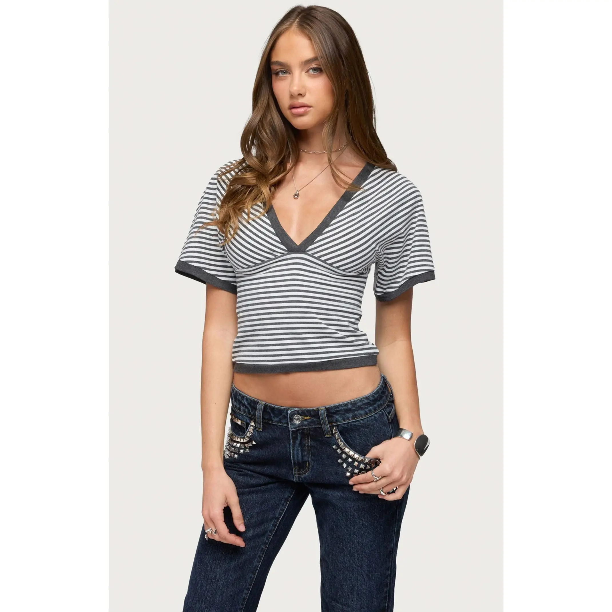 Edikted Women's Primrosa Striped Flutter Top