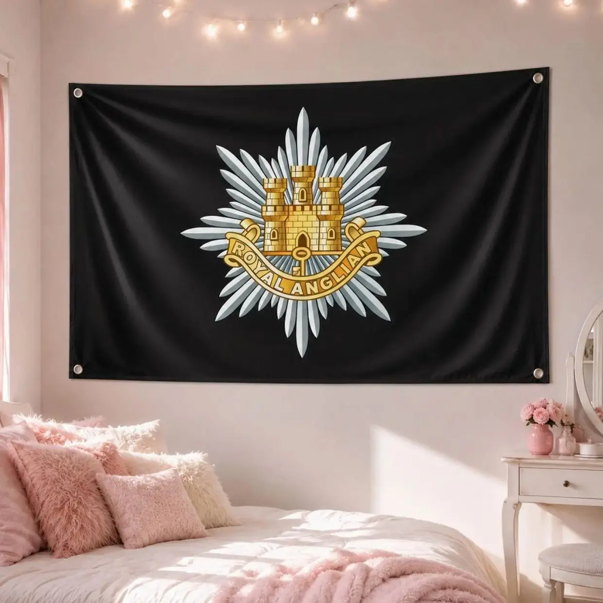 Royal Anglian Regiment Flag British Army Tapestry Military Crest Flag UK Infantry Banner Army Wall Decor