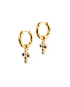 Huggie Charm Earrings - Esther Cross Multi