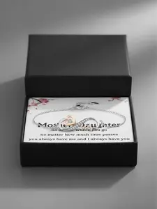 Mother Daughter Heartbeat Bracelet Set with Card and Gift Box, Birthday and Christmas Gift, Heart Shaped Bracelet