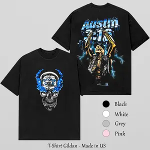 [WWE] Stone Cold Steve Austin 3:16 V2 Skull Graphic T-Shirt, WWE Attitude Era Wrestling Fan Shirt, Stone Cold Beer Skull Vintage Style Tee, Austin 3:16 Whoop Ass Shirt, Classic WWE Legend Wrestler Streetwear Tee for Men Women Fans