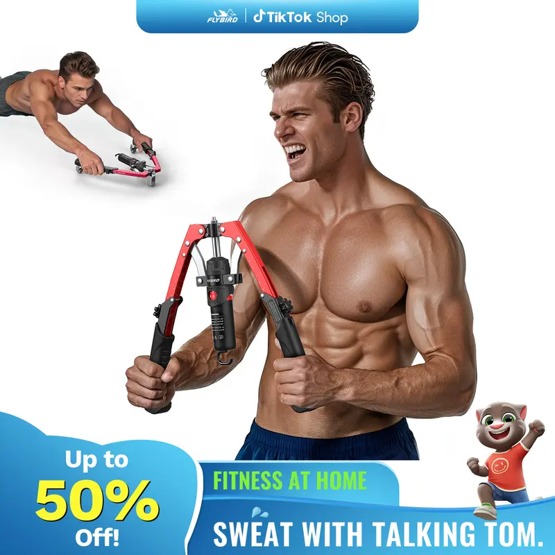 FLYBIRD Chest & Arm Twister with Flex Core Trainer - 15-Level Hydraulic Power Chest Press Machine (22-440lb) for Upper Body, Portable Resistance Home Fitness Equipment Outdoorfun #Christmasgift