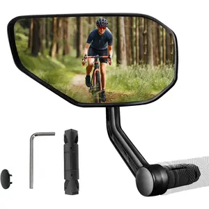 Mirror,Bicycle Mirror For Handlebar Mount,Scratch Resistant Glass Lens,Large Bar End  Rearview Mirror For E- Accessories (Left)
