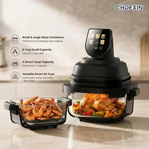 CHDEXIN |   Non-Toxic Glass Air Fryer 90% Oil Reduction, 1500W Powerful Cooking, Dishwasher Safe, for Family & Single Serving
