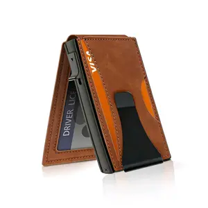 Minimalist Style Men's Pop-Up Card Wallet Holds 12 Cards ID Window RFID Blocking Secure Storage with Pop-Out Access Men's Wallet Gift Boxed