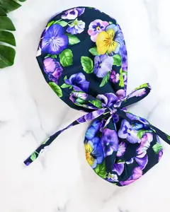 Pansy Fields Ponytail Scrub Cap