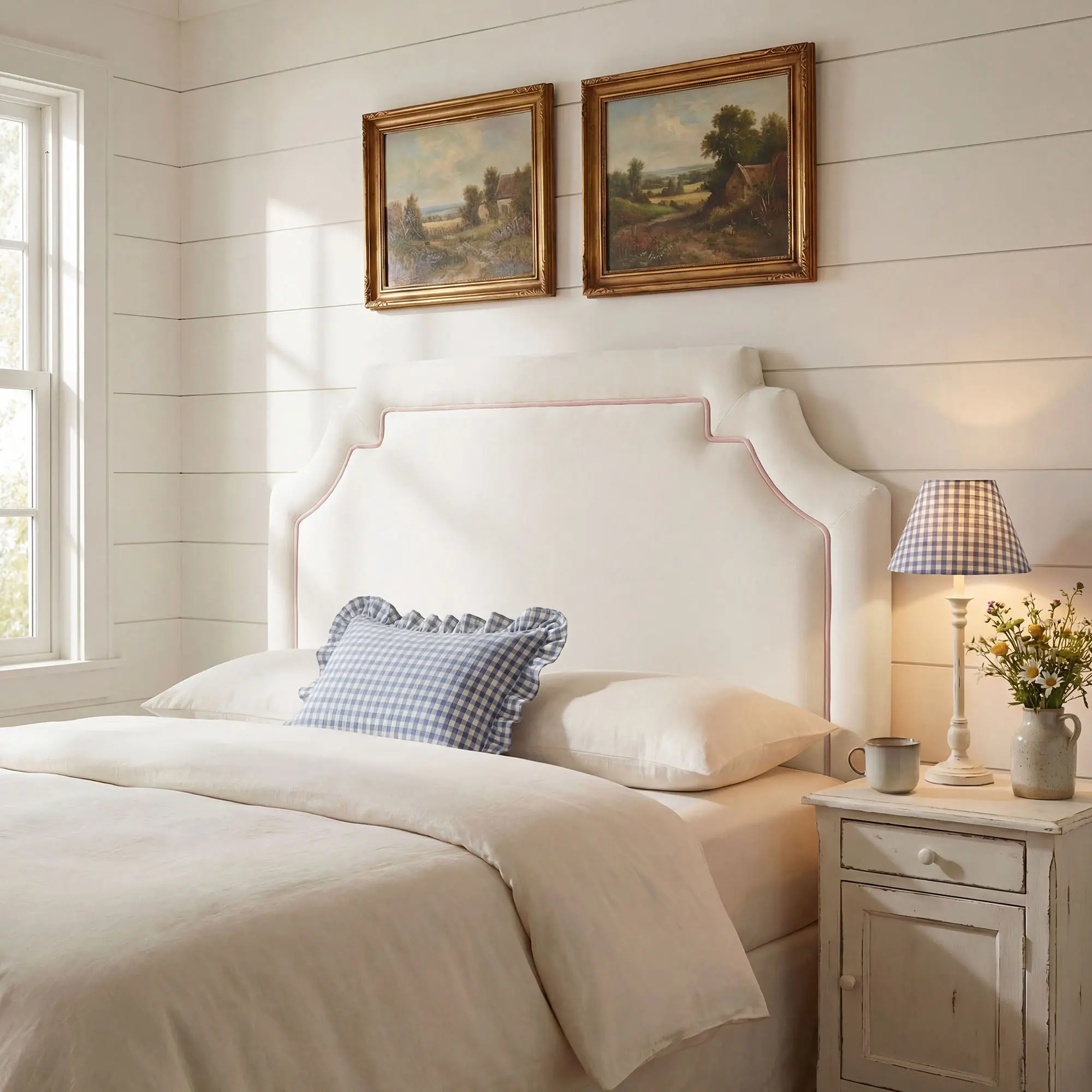 Magnolia Stain-Resistant Performance Velvet King Size Headboard in Alabaster Pink